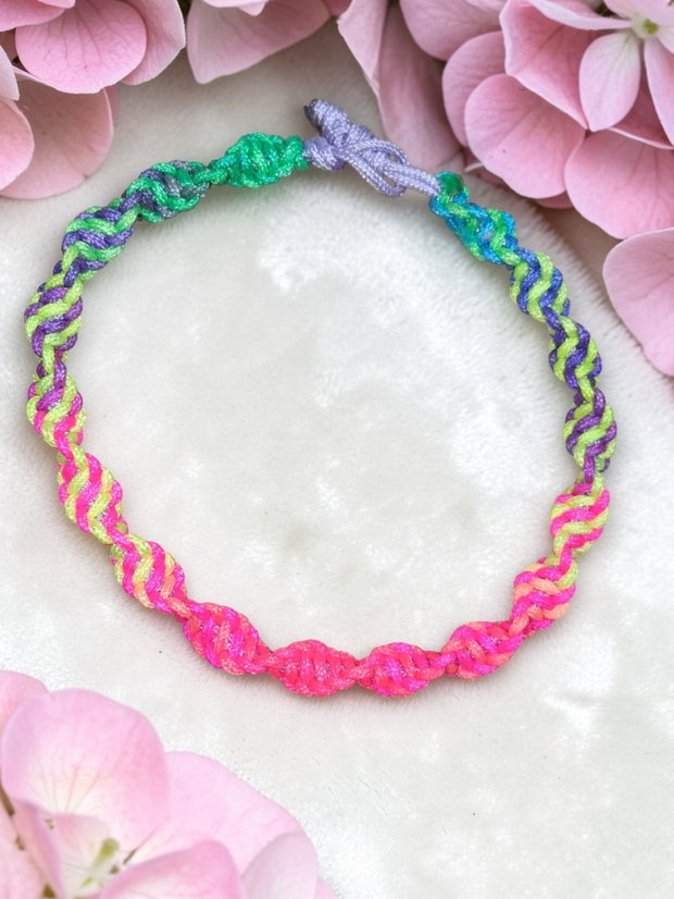 Brățara Copii din Șnur Neon Împletit- Handmade