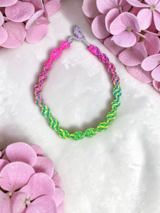Brățara Copii din Șnur Neon Împletit- Handmade