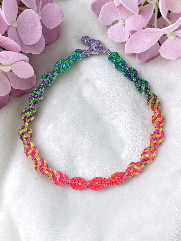 Brățara Copii din Șnur Neon Împletit- Handmade