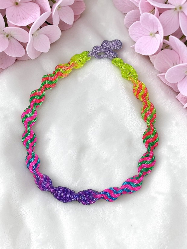 Brățara Copii din Șnur Neon Împletit- Handmade