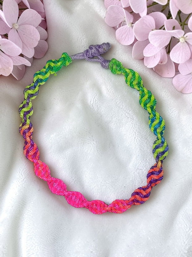 Brățara Copii din Șnur Neon Împletit- Handmade