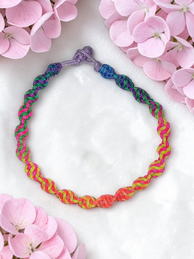 Brățara Copii din Șnur Neon Împletit- Handmade