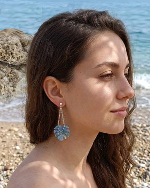 Cercei turcuaz/argintiu