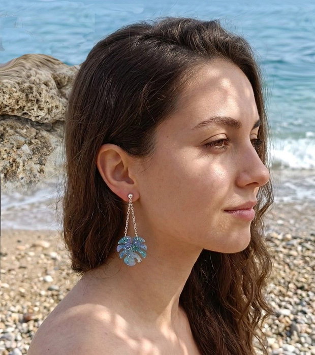Cercei turcuaz/argintiu