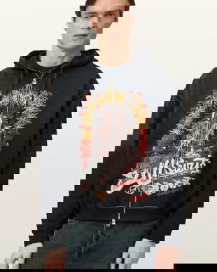 AllSaints hanorac cu glugă pentru bărbați, din bumbac ROQUE