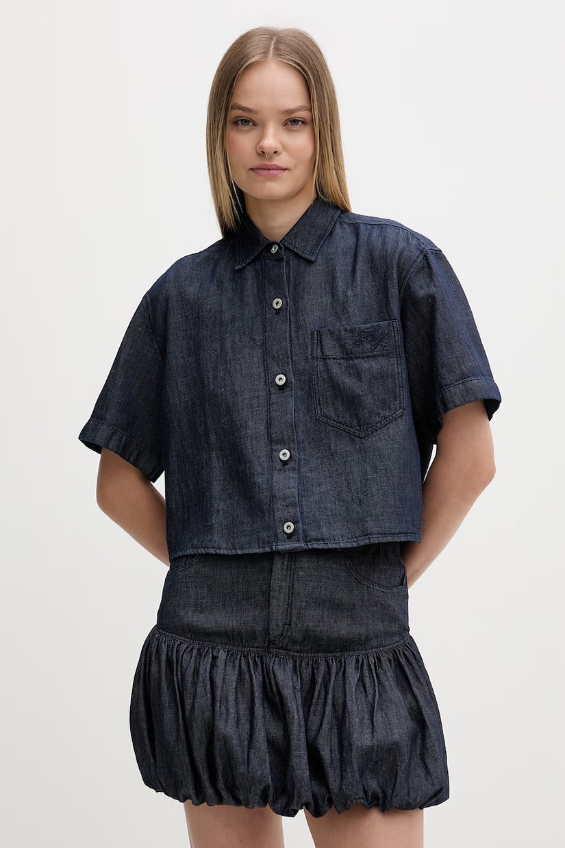 HUGO Blue cămașă pentru femei, cu amestec de in Erynn_B