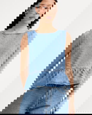 Marc O'Polo bluză cu volane pentru femei, din denim