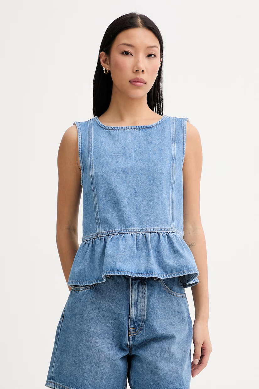 Marc O'Polo bluză cu volane pentru femei, din denim