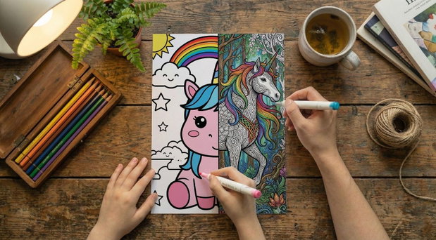 Unicorni Carte de colorat pentru toți