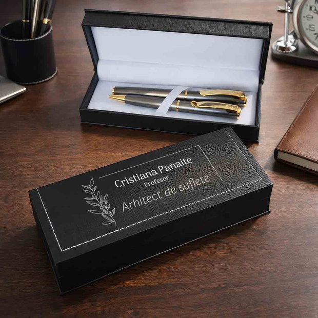 Set Stilou si Pix Premium in Cutie Personalizata Cadou pentru Profesoara