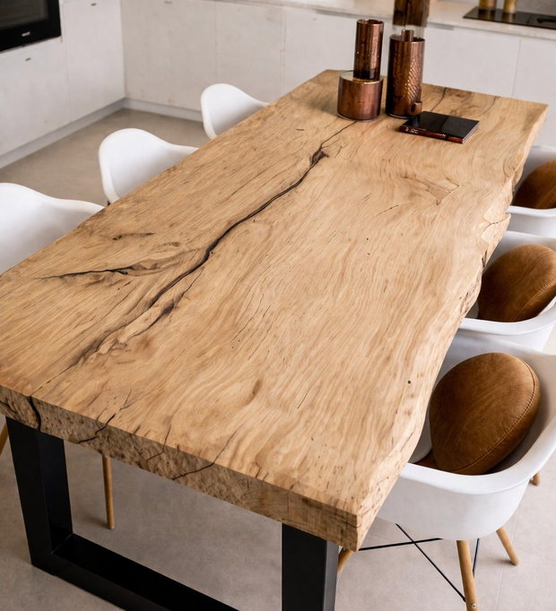 Masă living din lemn masiv - Live Edge - grosime blat 6 cm - ATP Wood