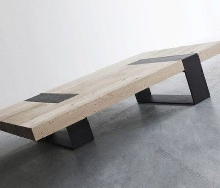 Măsuță de cafea din stejar masiv cu inserții metalice 110x50 cm blat 5 cm design modern ATP Wood