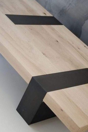 Măsuță de cafea din stejar masiv cu inserții metalice 110x50 cm blat 5 cm design modern ATP Wood