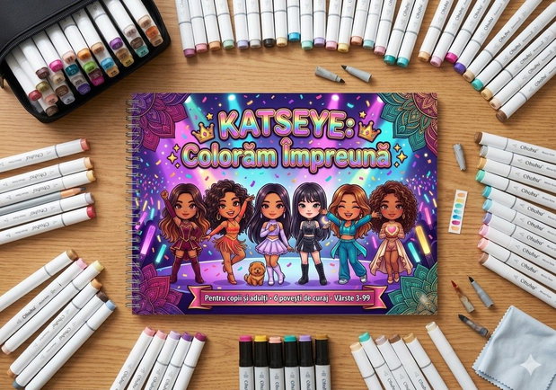 katseye: colorăm împreună carte colorat kawaii zentangle, 10 povești de curaj, copii și adulți