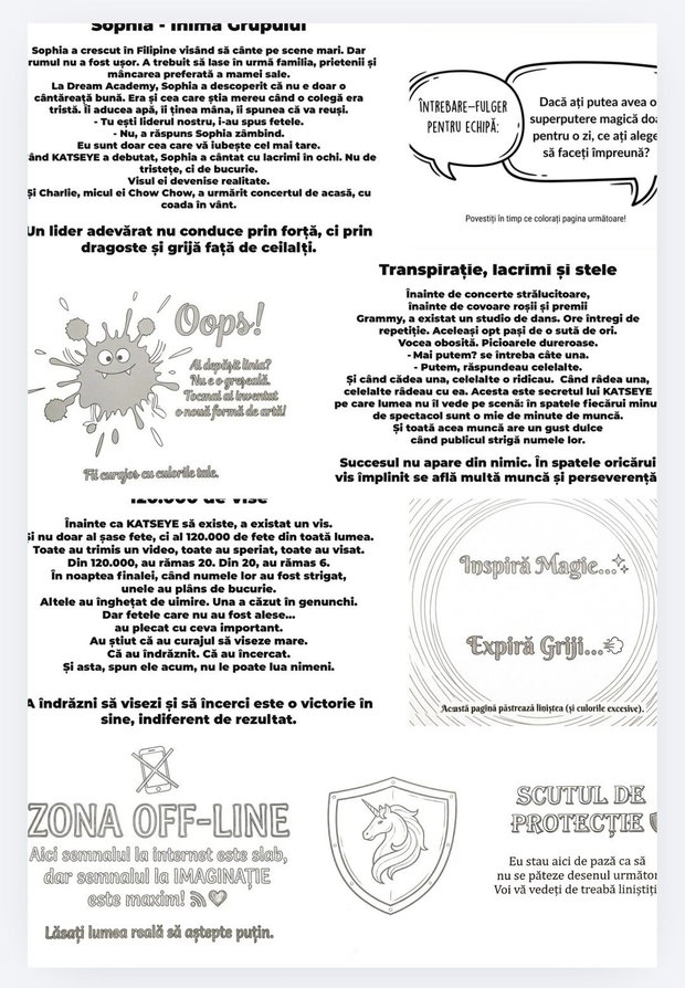 katseye: colorăm împreună carte colorat kawaii zentangle, 10 povești de curaj, copii și adulți