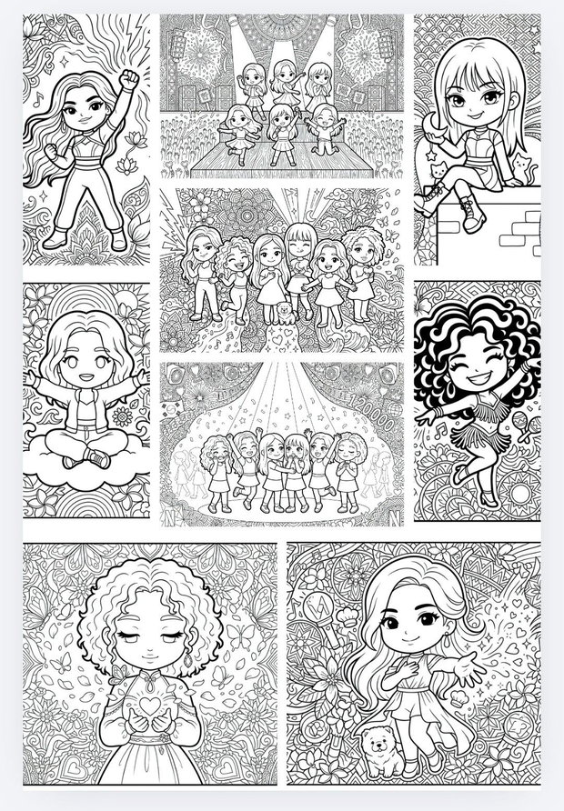 katseye: colorăm împreună carte colorat kawaii zentangle, 10 povești de curaj, copii și adulți