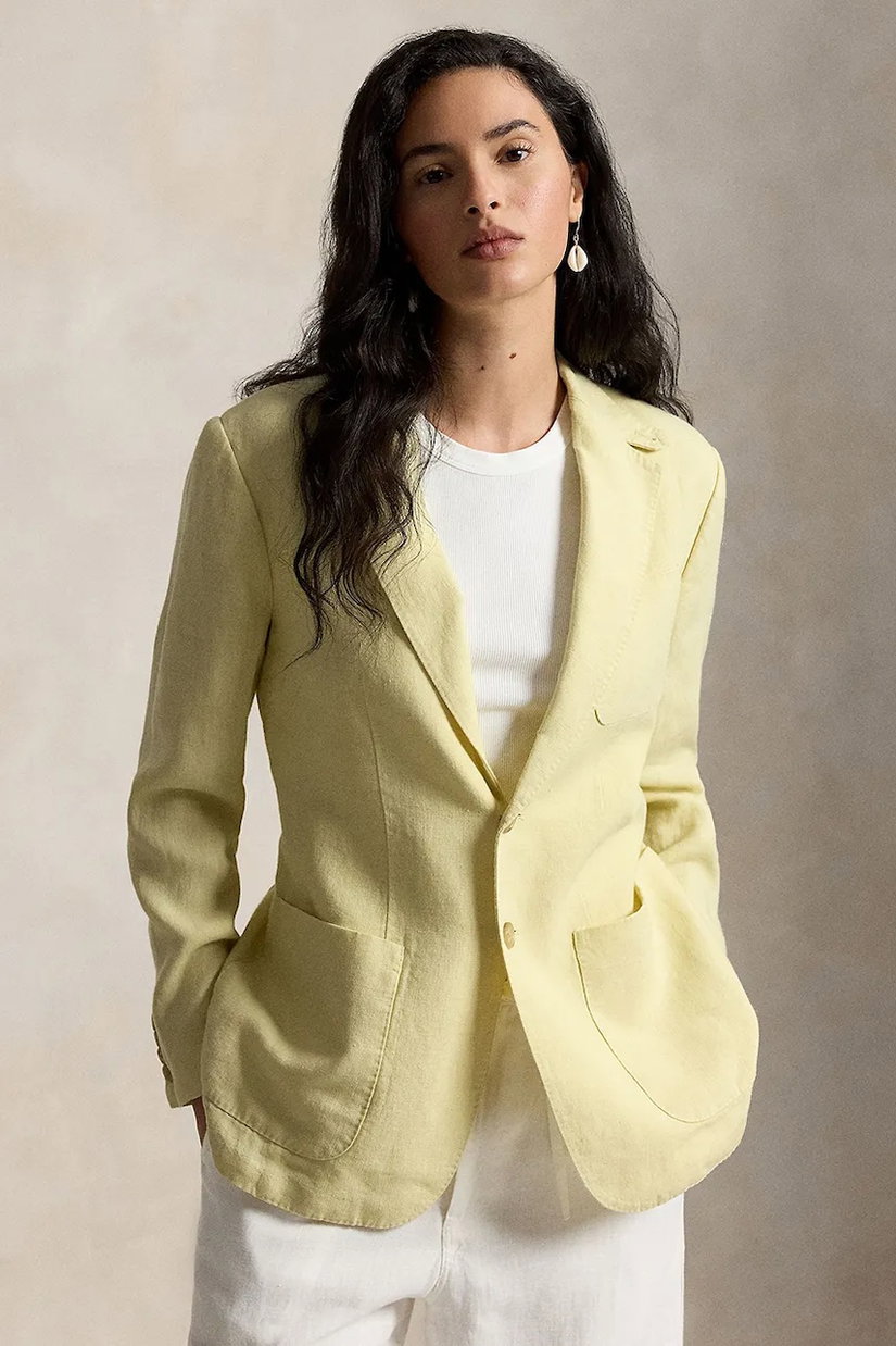 Polo Ralph Lauren sacou cu un singur rând de nasturi pentru femei, din in