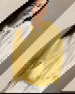 Polo Ralph Lauren hanorac cu fermoar și glugă de damă din bumbac