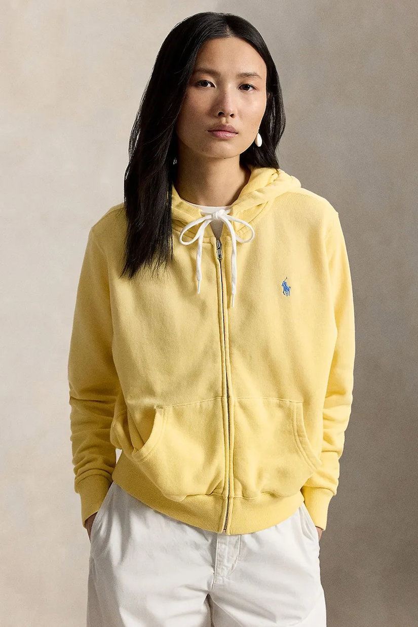 Polo Ralph Lauren hanorac cu fermoar și glugă de damă din bumbac