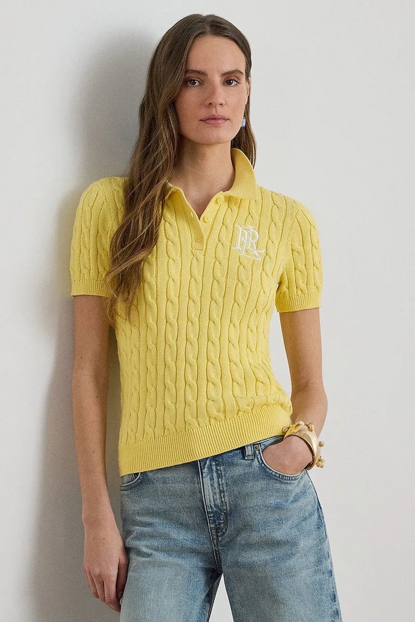 Lauren Ralph Lauren pulover cu mânecă scurtă de damă de bumbac