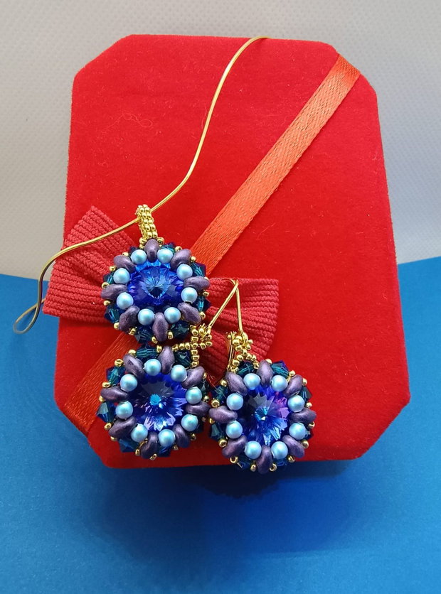 Set handmade cercei + pandantiv cu cristale Swarovski, Preciosa unicat