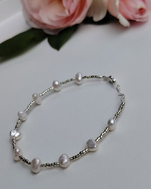 Set brățară și colier perle cultură, Miyuki și Argint (titlu 925)