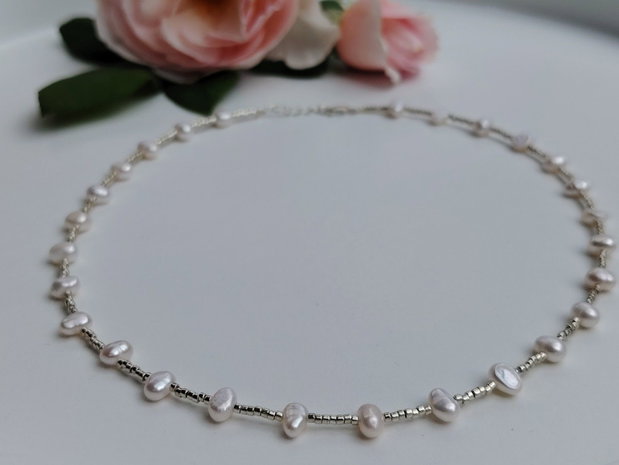 Set brățară și colier perle cultură, Miyuki și Argint (titlu 925)