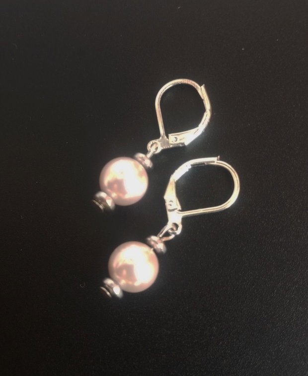 cercei argint 925 si perle seashell champagne