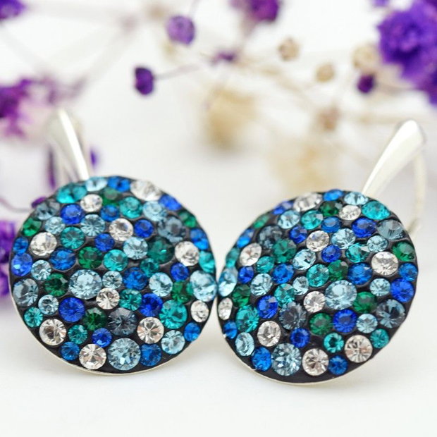 Cercei handmade Chaton Regal Queen Turquoise Argint 925