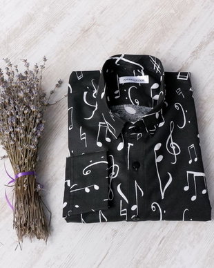 Camasa Barbati Neagra cu Note Muzicale
