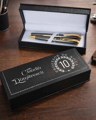 Cadou pentru Profesor  Set Stilou și Pix Premium în Cutie Personalizată