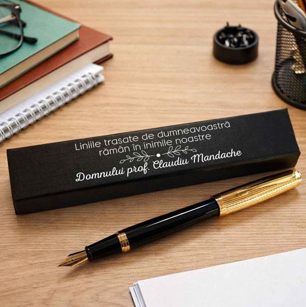 Cadou Personalizat Profesor - Set Stilou și Cutie Elegantă