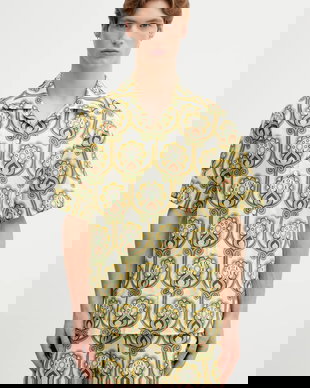 Drôle de Monsieur cămașă cu in Chemise Lin Tapisserie Florale