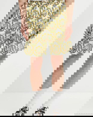 Drôle de Monsieur pantaloni scurți cu in Short Tapisserie Florale Lin