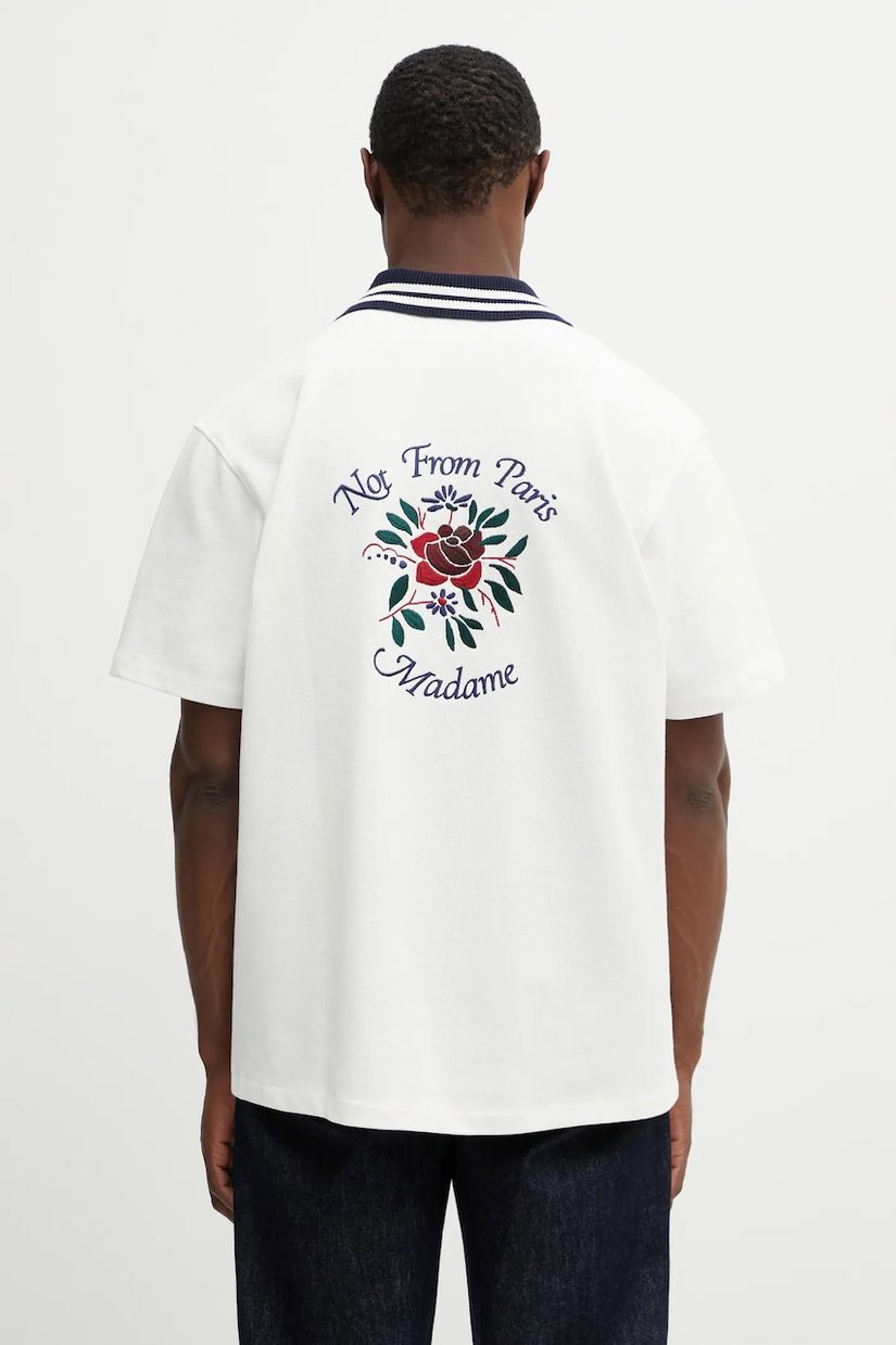 Drôle de Monsieur cămașă din bumbac Chemise Piquée Slogan Rose