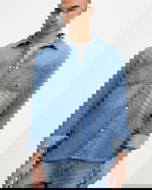 Karl Lagerfeld cămașă pentru bărbați, din denim