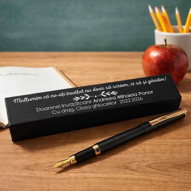 Cadou Personalizat Învățătoare Set Stilou și Cutie Elegantă