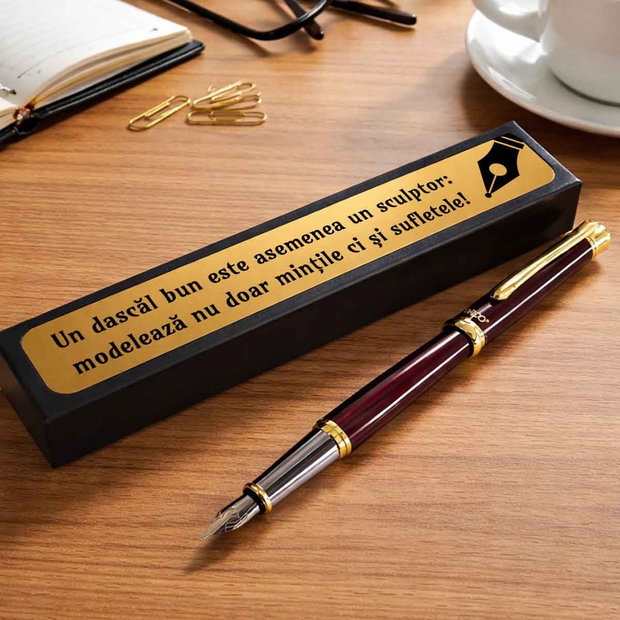 Cadou pentru profesori - Stilou Daco elegant și cutie personalizată