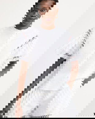 Twinset bluză cu volane pentru femei, din bumbac