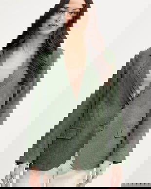 United Colors of Benetton sacou cu un singur rând de nasturi de damă din in