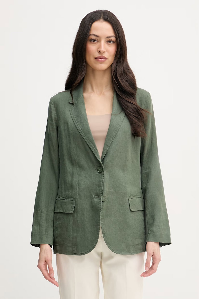 United Colors of Benetton sacou cu un singur rând de nasturi de damă din in