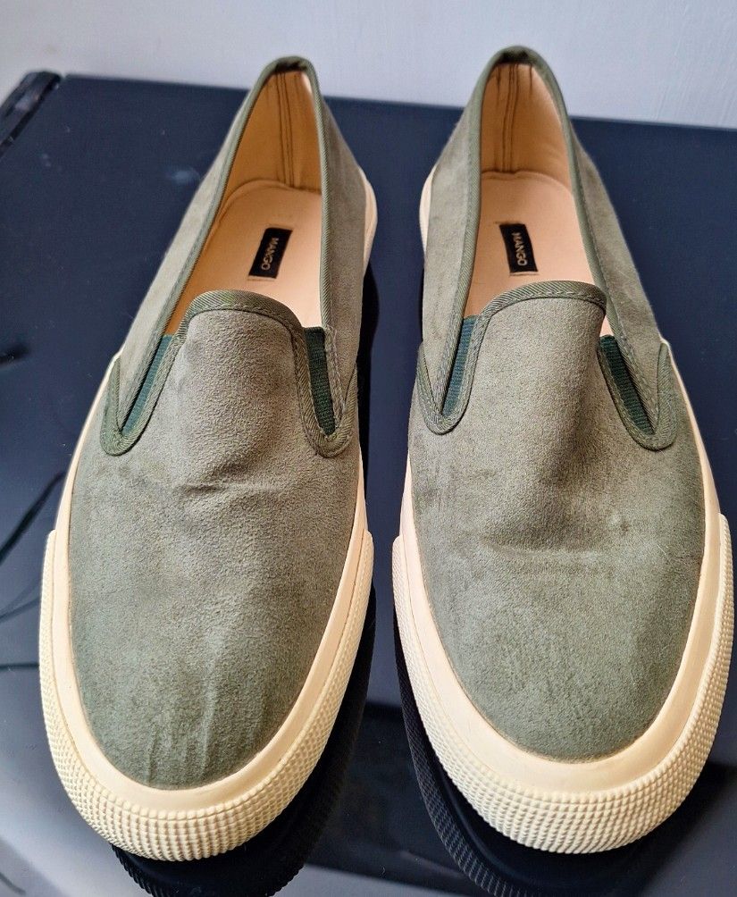 Pantofi slip on verde olive pentru dama