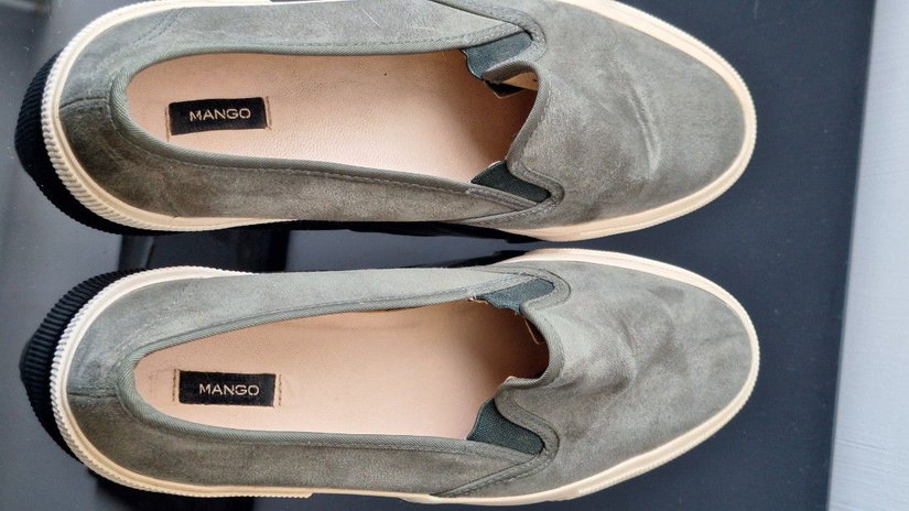 Pantofi slip on verde olive pentru dama