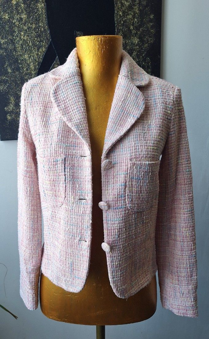 Sacou roz din tweed