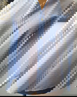 Camasa office bleu cu dungi albe