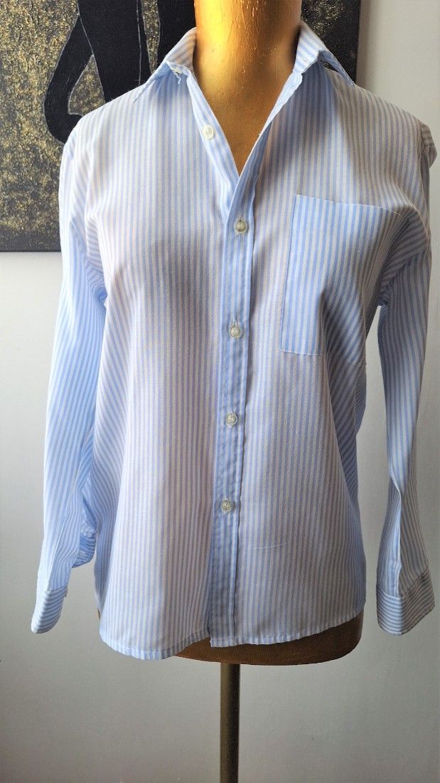 Camasa office bleu cu dungi albe