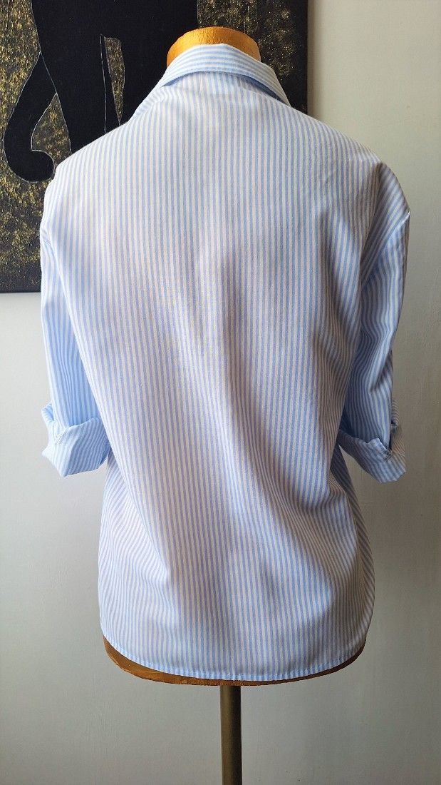 Camasa office bleu cu dungi albe