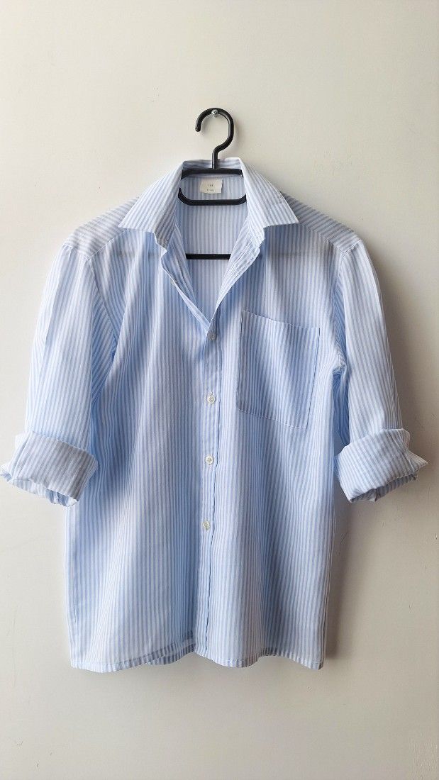 Camasa office bleu cu dungi albe