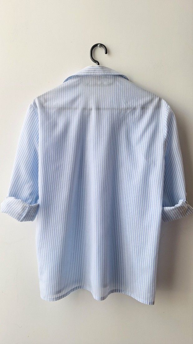 Camasa office bleu cu dungi albe