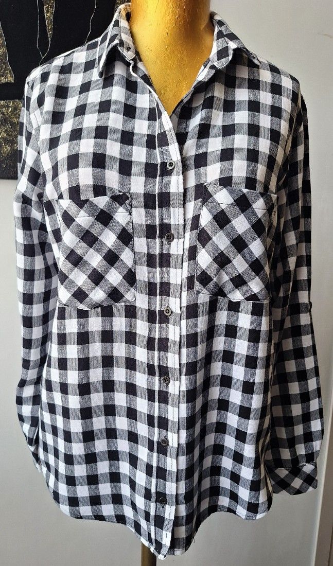 Camasa in carouri alb cu negru